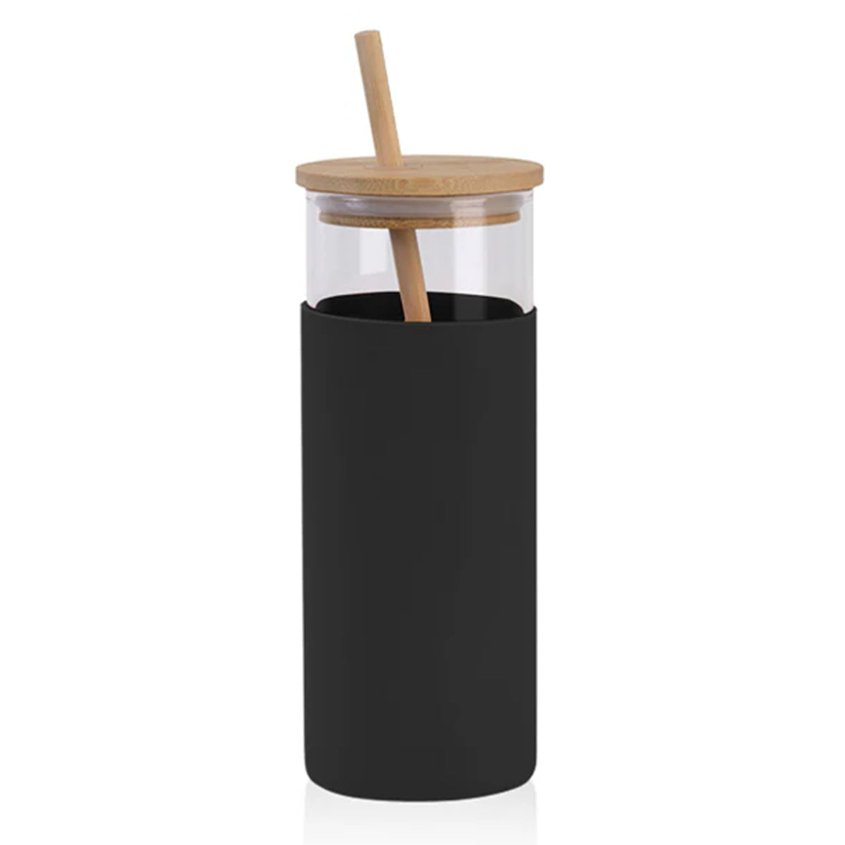 Laos Glass Cup with Bamboo Lid & Straw 500ml