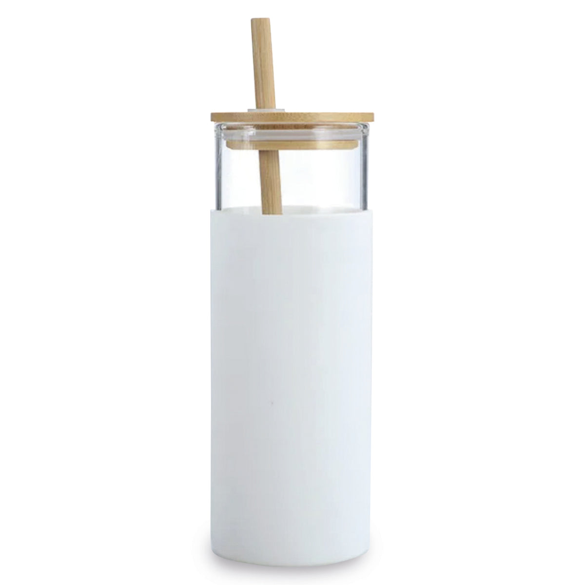 Laos Glass Cup with Bamboo Lid & Straw 500ml