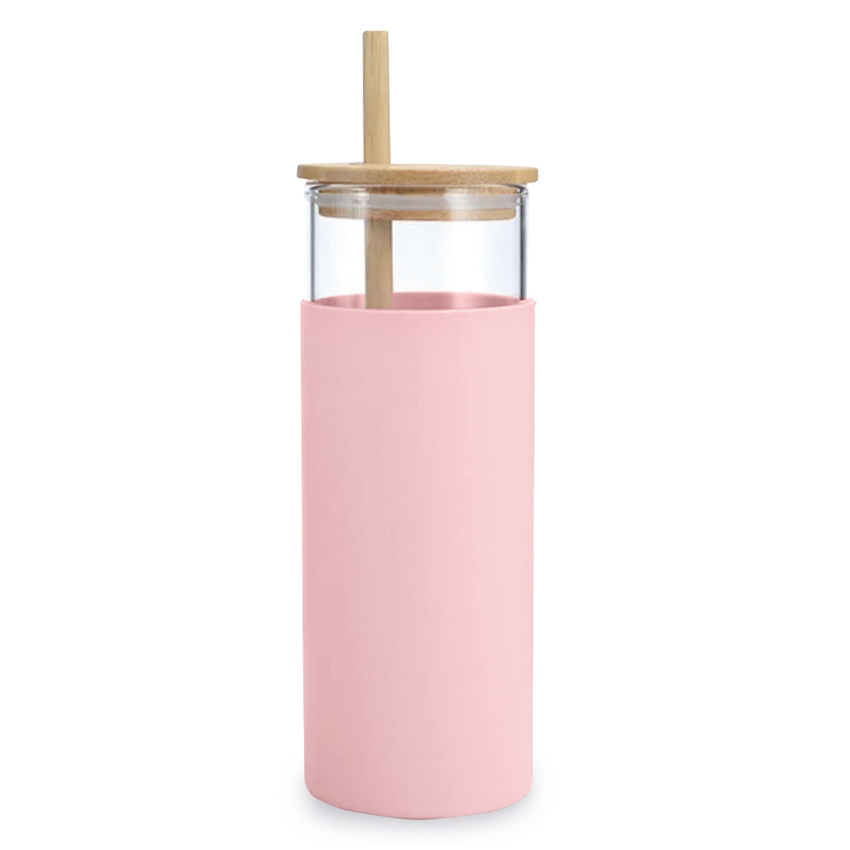 Laos Glass Cup with Bamboo Lid & Straw 500ml