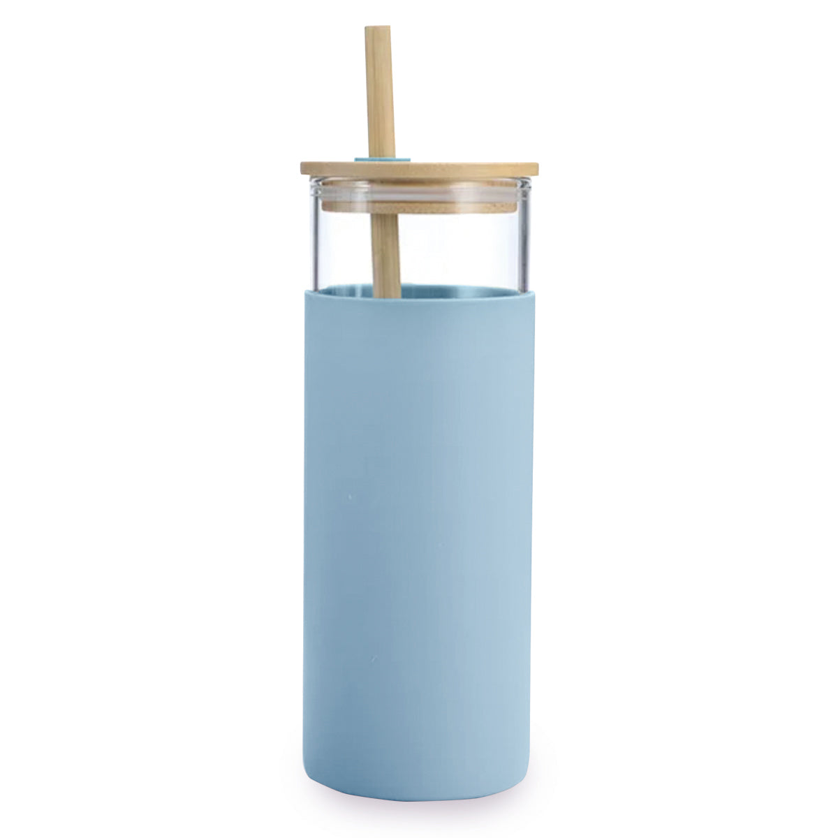 Laos Glass Cup with Bamboo Lid & Straw 500ml
