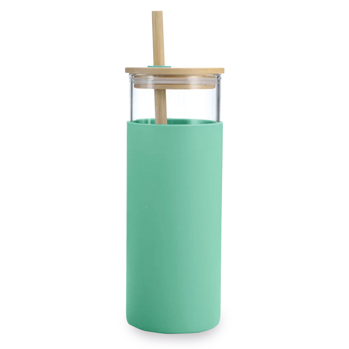 Laos Glass Cup with Bamboo Lid & Straw 500ml
