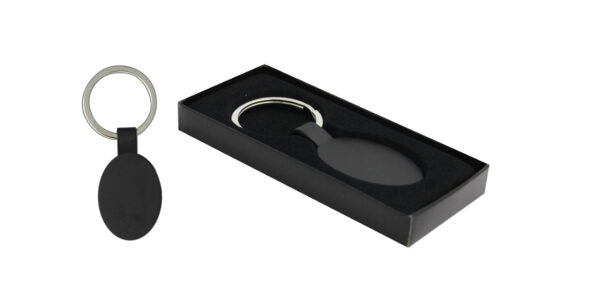 Black Oval Metal Keychain