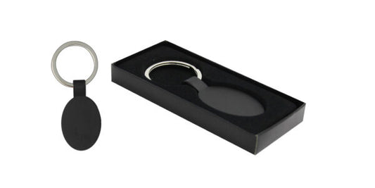 Black Oval Metal Keychain
