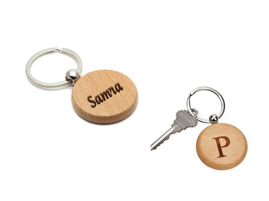 Round Wooden Keychain