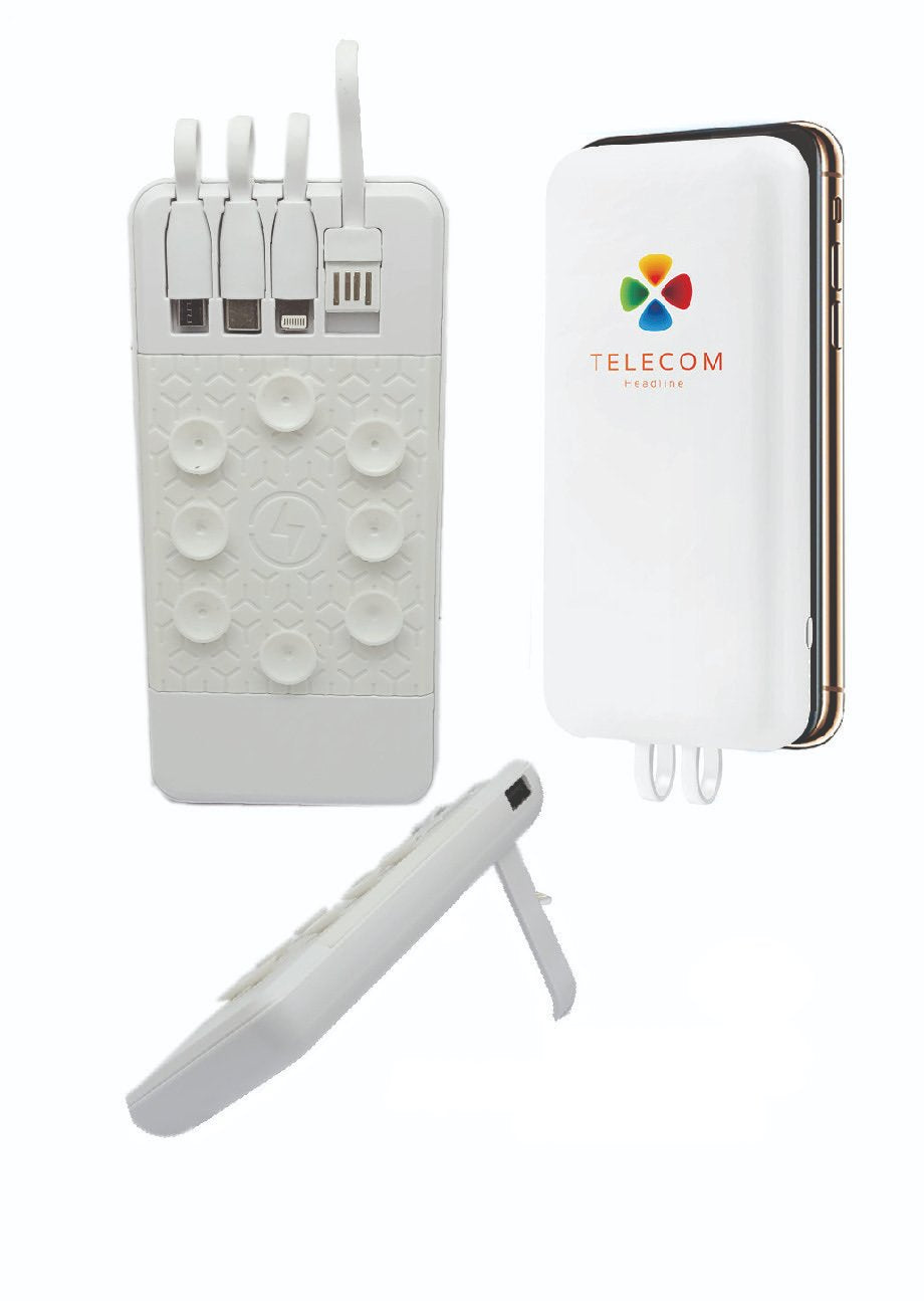 Vacuum Portable Charger 10000mAh with cables, suction cups and stand